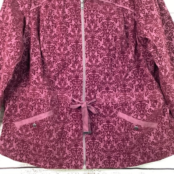 CJ BANKS PLUS SIZE 2X 20 22W FALL WINTER JACKET RED BURGUNDY VELVET COAT TOP NWT - Picture 10 of 14